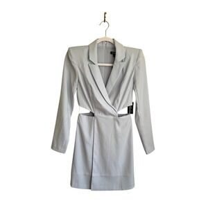 NWT Express Women's Blue Timeless Professional Chic Cut Out Mini Blazer Dress XS